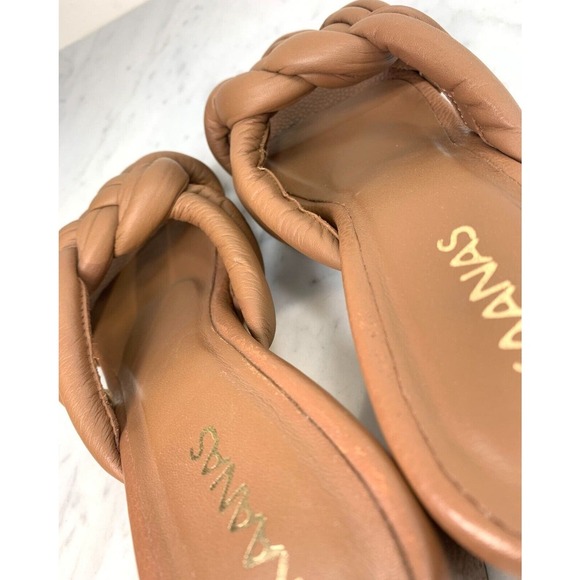 Kaanas Bekasi Sandals Sz 7 Coffee Knot Slip On Leather 2.75" Block Heel EUC - Picture 10 of 13